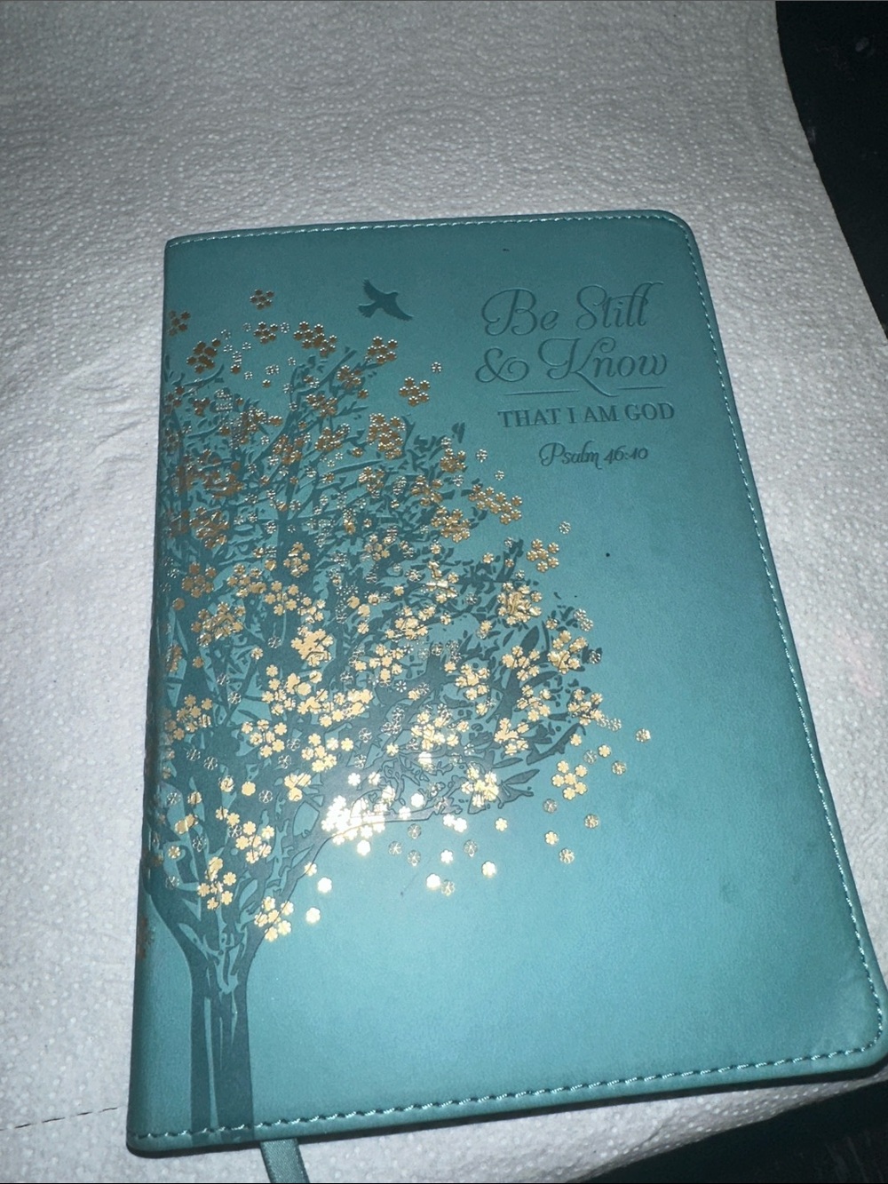 Teal Floral Hardcover Journal with scriptures  and Gold Accents